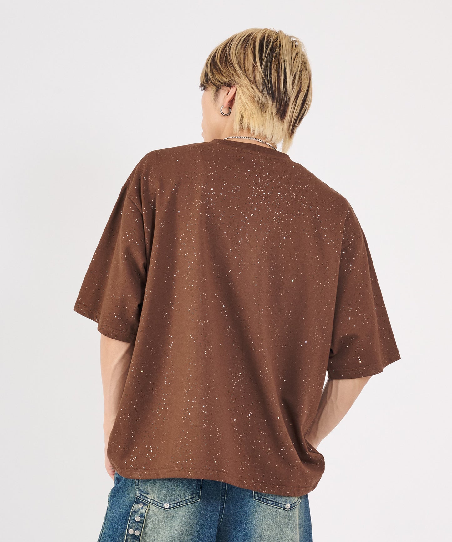 グリッターラメサガラ刺繍半袖Tシャツ