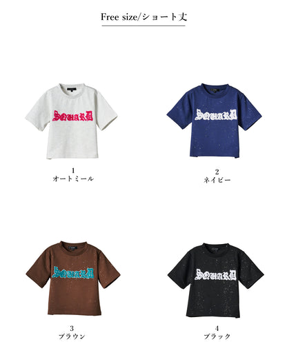 グリッターラメサガラ刺繍半袖Tシャツ