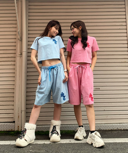 硫化天竺　ロゴアップリケ刺繍セットアップ