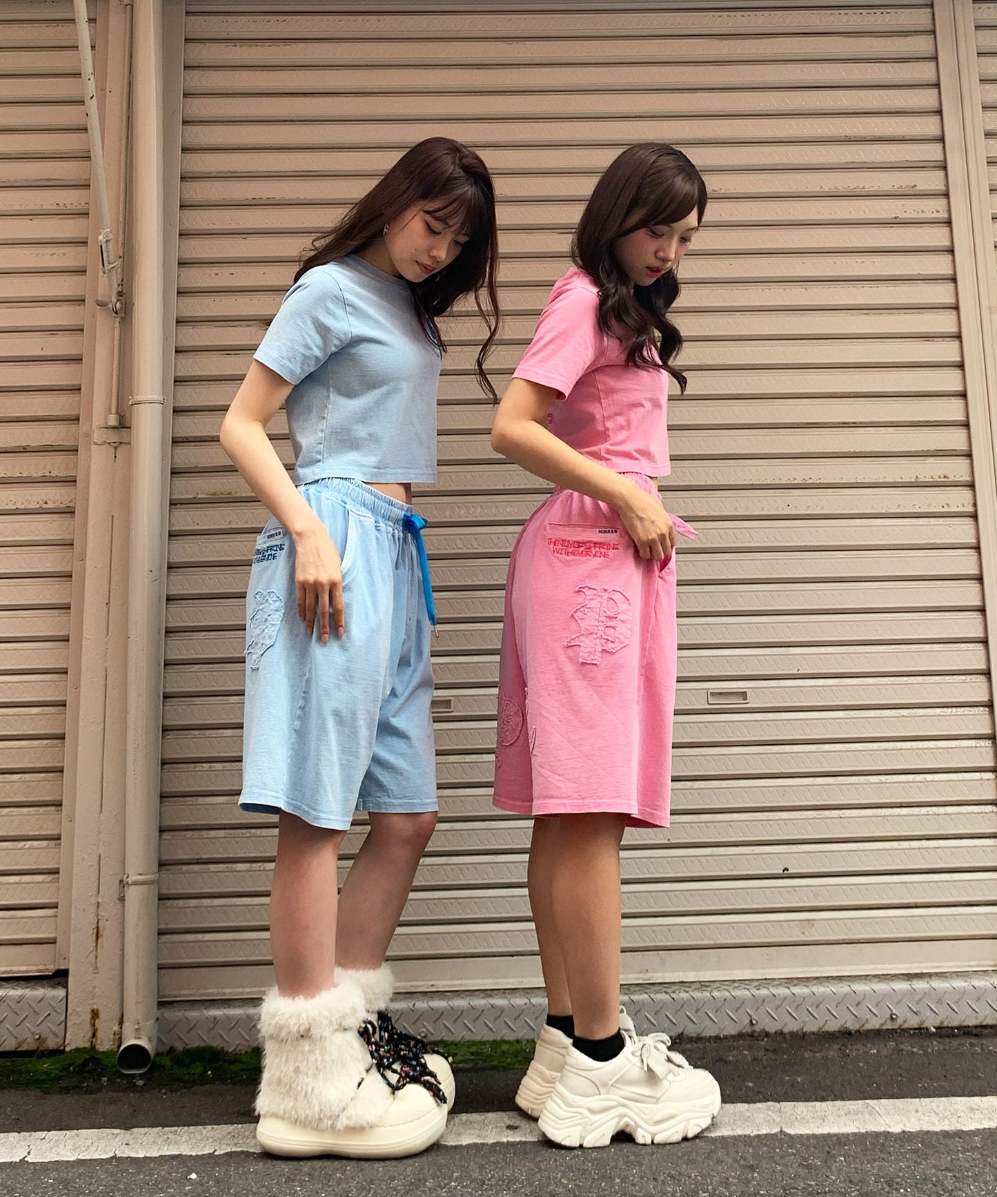 硫化天竺　ロゴアップリケ刺繍セットアップ