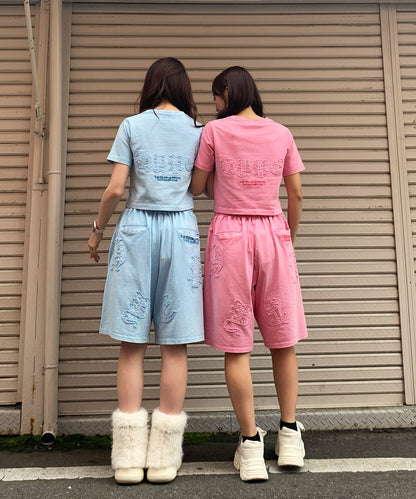 硫化天竺　ロゴアップリケ刺繍セットアップ