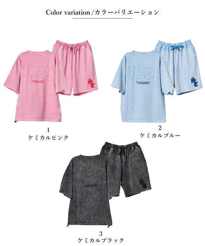 硫化天竺　ロゴアップリケ刺繍セットアップ