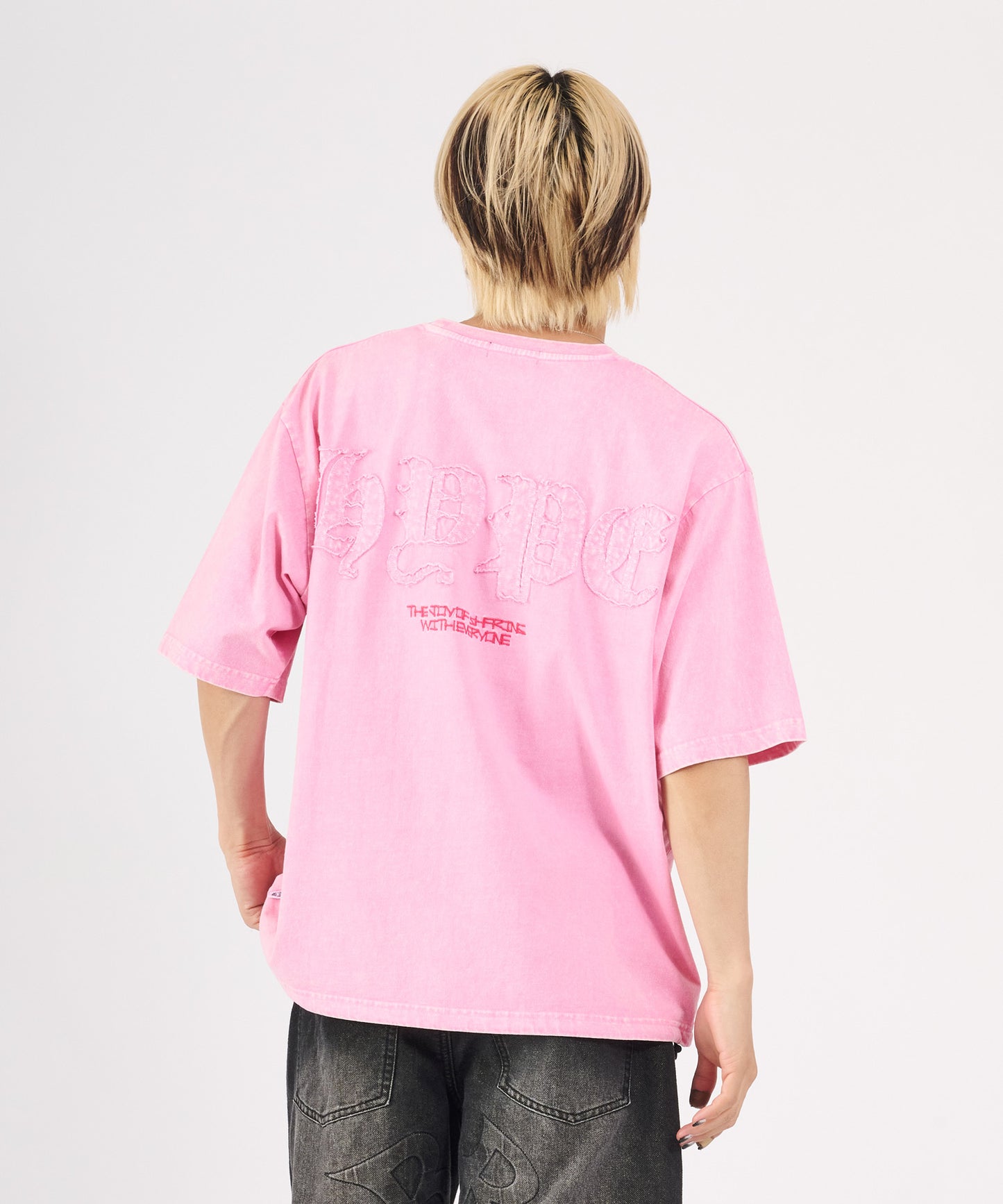 硫化天竺　ロゴアップリケ刺繍半袖Tシャツ