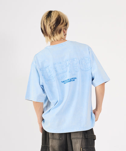 硫化天竺　ロゴアップリケ刺繍半袖Tシャツ