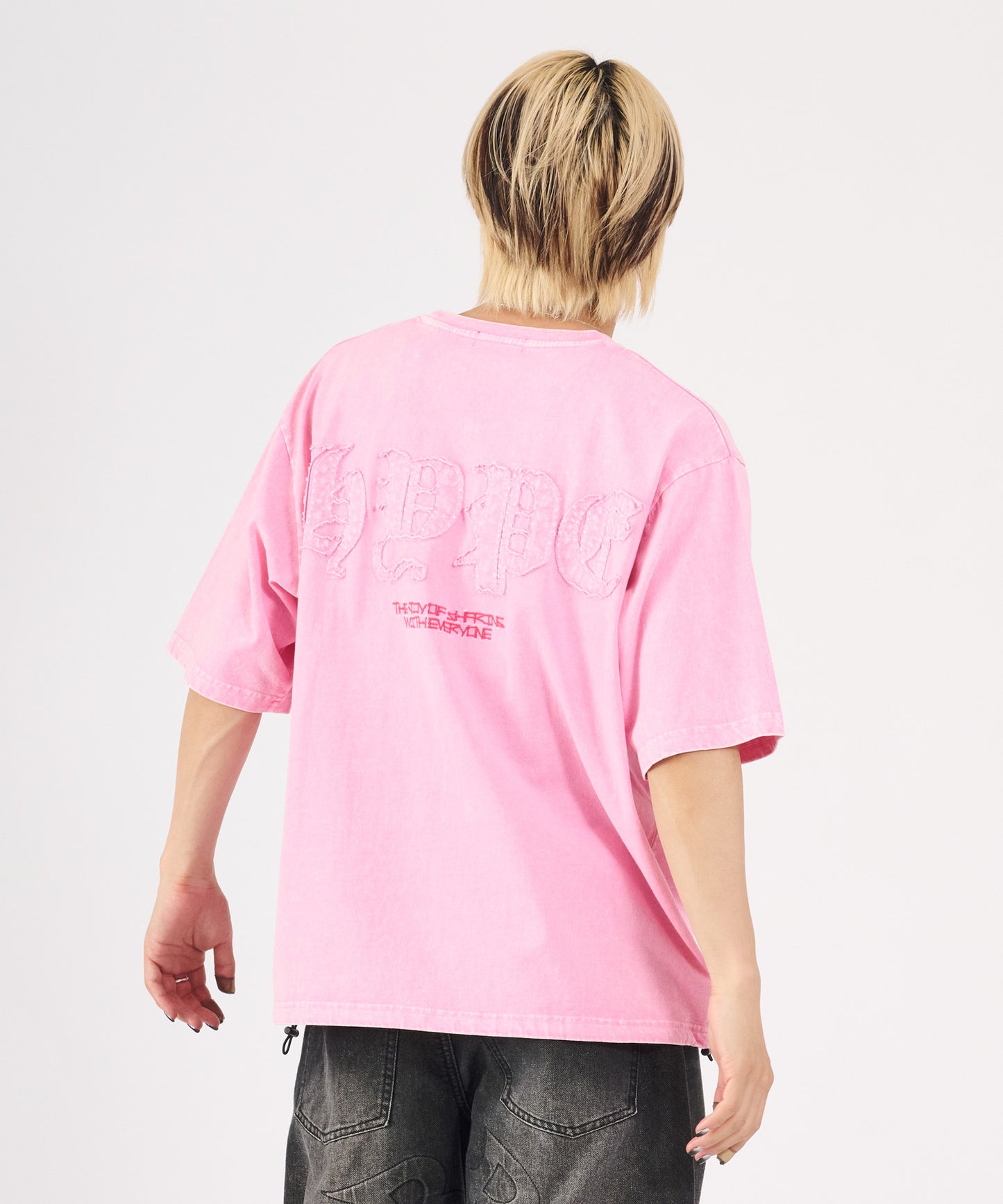 硫化天竺　ロゴアップリケ刺繍半袖Tシャツ