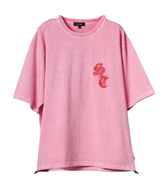 硫化天竺　ロゴアップリケ刺繍半袖Tシャツ