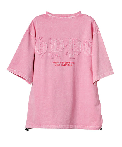 硫化天竺　ロゴアップリケ刺繍半袖Tシャツ