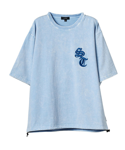 硫化天竺　ロゴアップリケ刺繍半袖Tシャツ