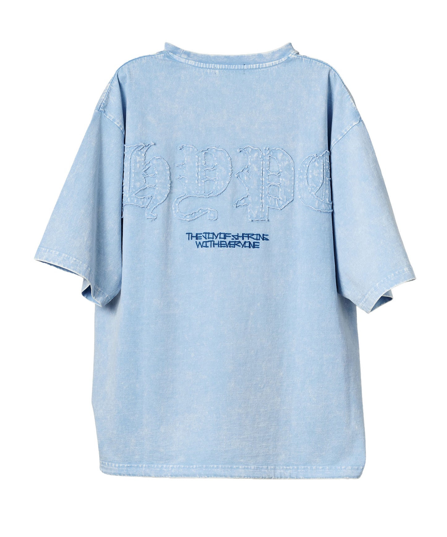 硫化天竺　ロゴアップリケ刺繍半袖Tシャツ