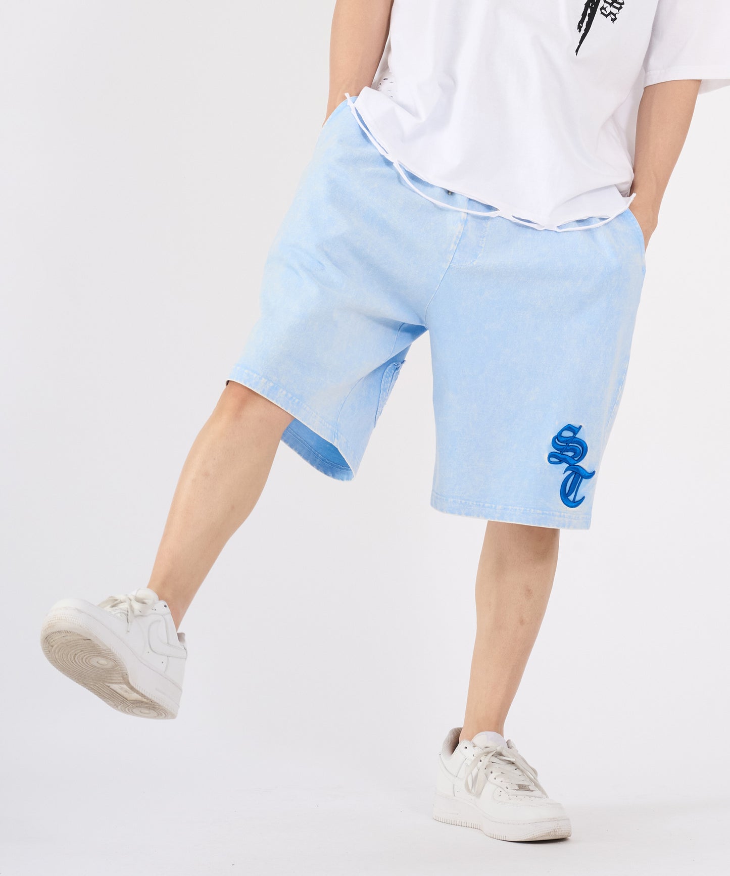 硫化天竺　ロゴアップリケ刺繡ショートパンツ