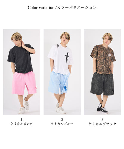 硫化天竺　ロゴアップリケ刺繡ショートパンツ
