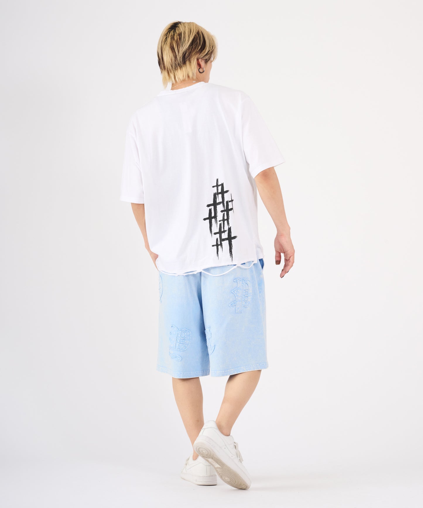 硫化天竺　ロゴアップリケ刺繡ショートパンツ