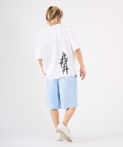 硫化天竺　ロゴアップリケ刺繡ショートパンツ