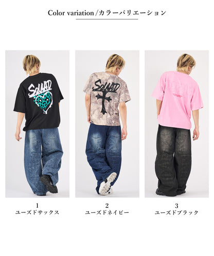エンボスアーチロゴデニムバレルバギーパンツ