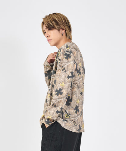 ワッフルリアルツリー　ヘンリーネックホック長袖Tee