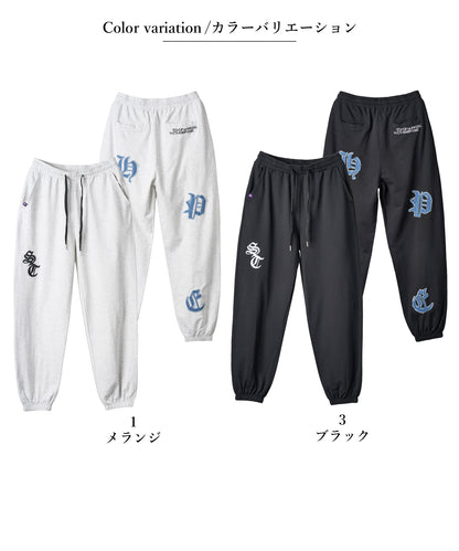 デニムアップリケスウェットパンツ