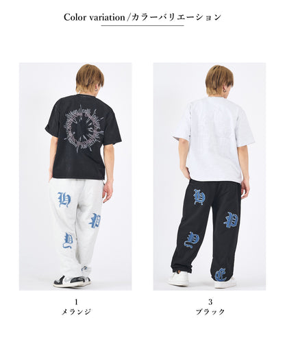 デニムアップリケスウェットパンツ