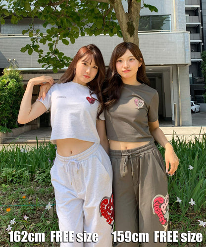 ハートサガラ刺繍半袖Tee